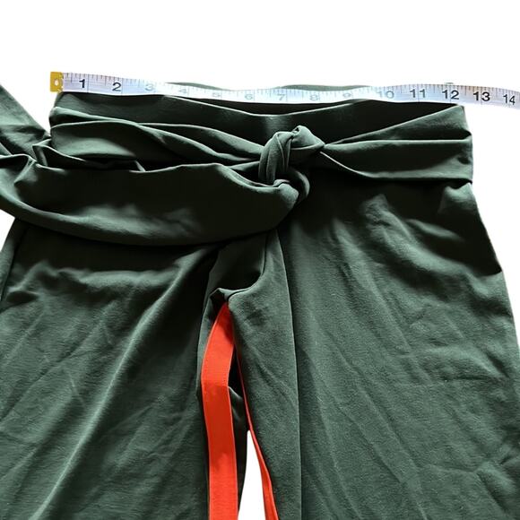 Mondor Size S Green & Orange Stretch Knit Pants with Tie Belt NWT Yoga Athletic - Picture 9 of 10